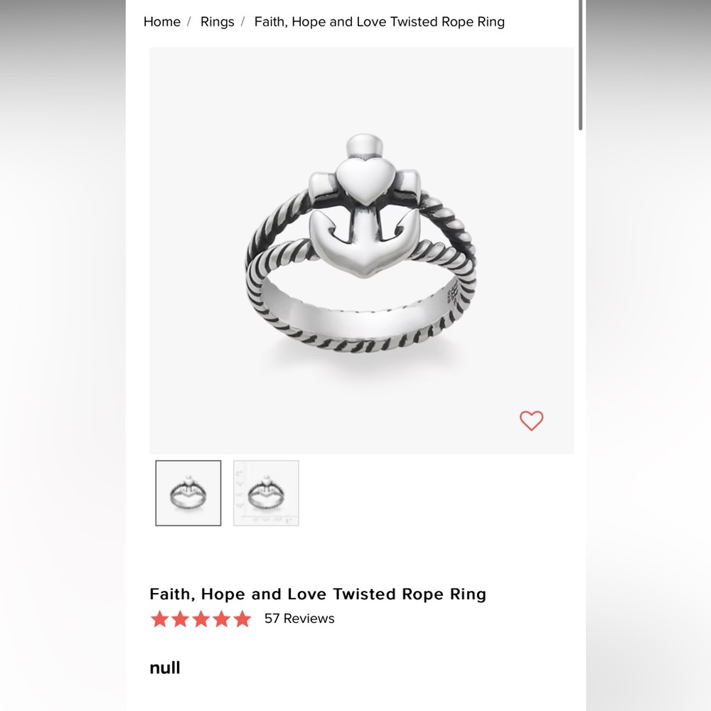 *retired James Avery design* - faith hope and love twisted cable ring size 9